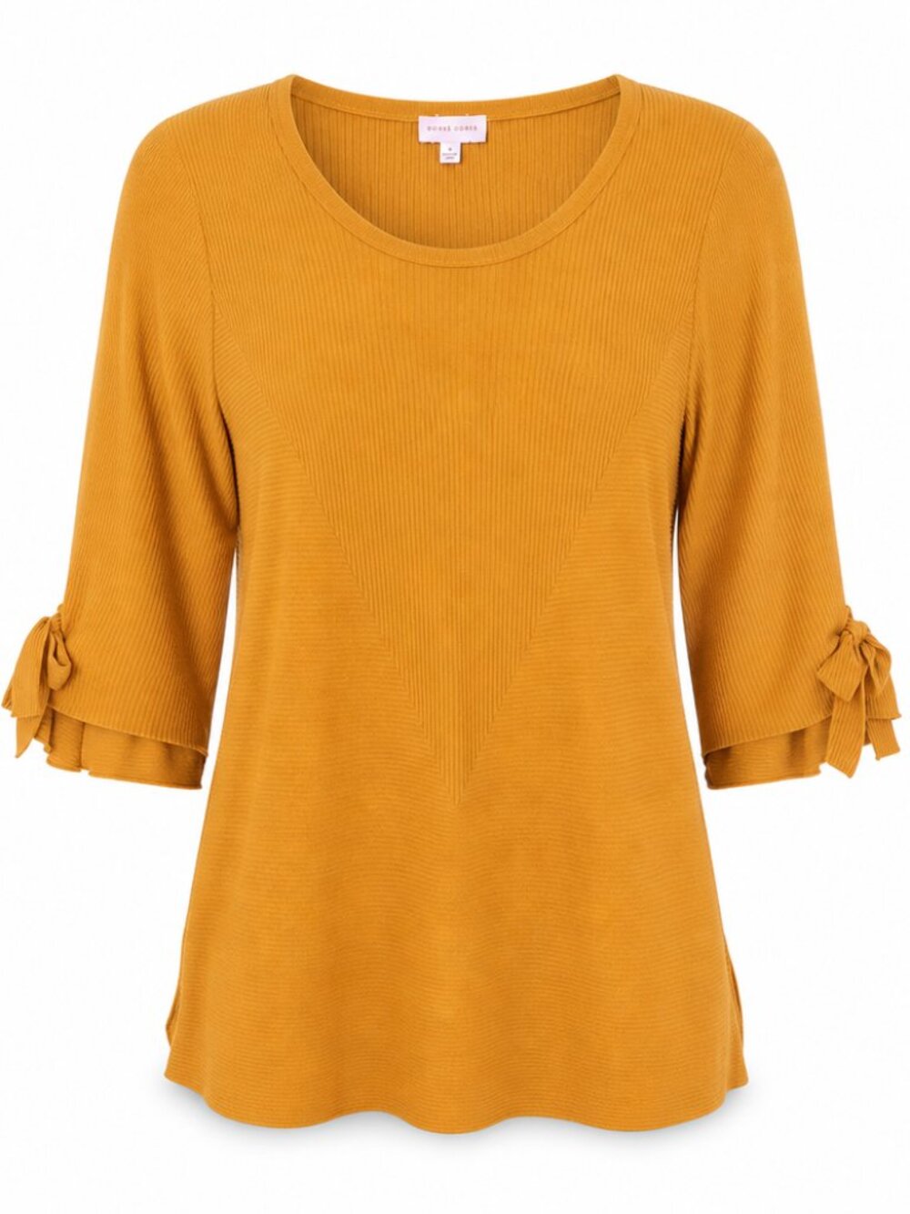 Molly & Isadora Plus Size Butter yellow Preppy Casual ribbed sweater top 1X